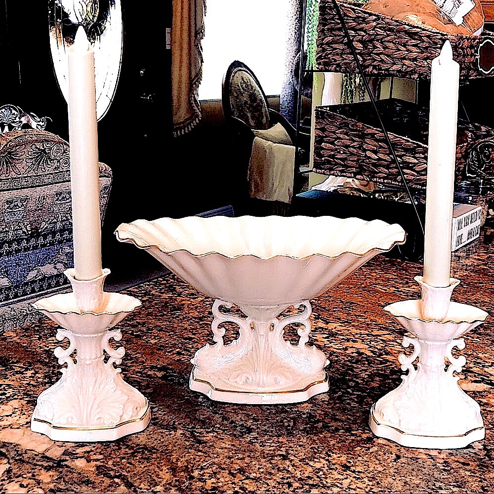 Lenox “Aquarius” Centerpiece & Candlesticks